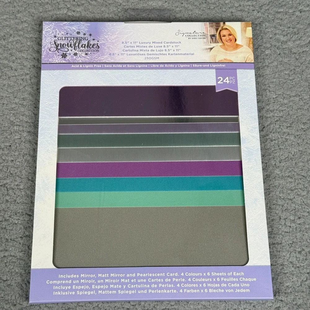 Crafters Companion Glittering Snowflakes Paper Pack Lot 8.5x11 Cardstock Acetate